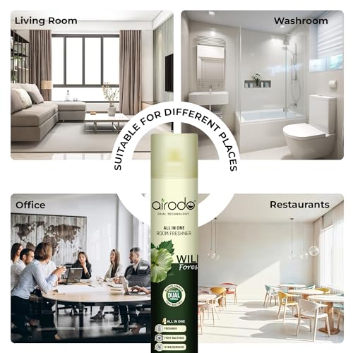 Image of AIRODO Room Freshner| With Wild Forest Fragrance| Last Long Fragrance| For Bedroom, Workplaces, Bathroom| With Waterless Dual Formula| Preservative-free| Germ Protection properties|