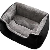 ZJIQOH Orthopädisches Hundebett Grosse Hunde, Flexibel und Dick mit Rutschfester Unterseite, Kratzfestes Hundebett aus Plüsch, Geeignet für Katzen und Welpen(Black,80 x 60 x 15 cm)