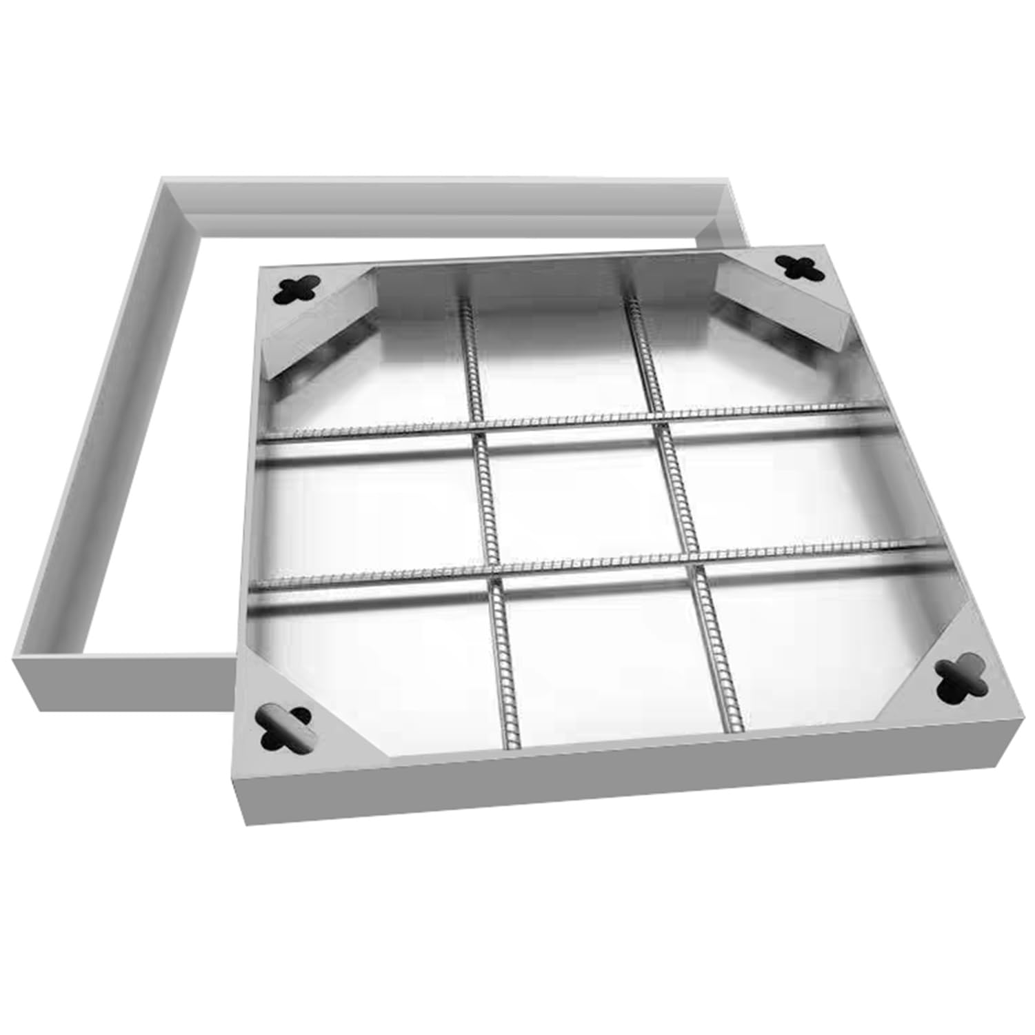 34x34/30x30/26x26/18x18/14x14in Stainless Steel Manhole Cover and Frame, Square Recessed Septic Tank Lid, Invisible Inspection Cover for Water and Sewage(36x36cm/14 * 14in)
