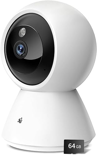 Miniatura 1 de BJR Cámara de seguridad para interiores 2K HD, cámara para mascotas panorámicainclinación de 360 con WiFi de doble banda (5G y 2.4G), seguimiento de