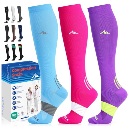 Image of NEWZILL Medical Compression Socks for Women & Men, 20-30 mmHg Knee-High Support for Circulation, All-Day Comfort for Work Travel Running Cycling and Fitness
