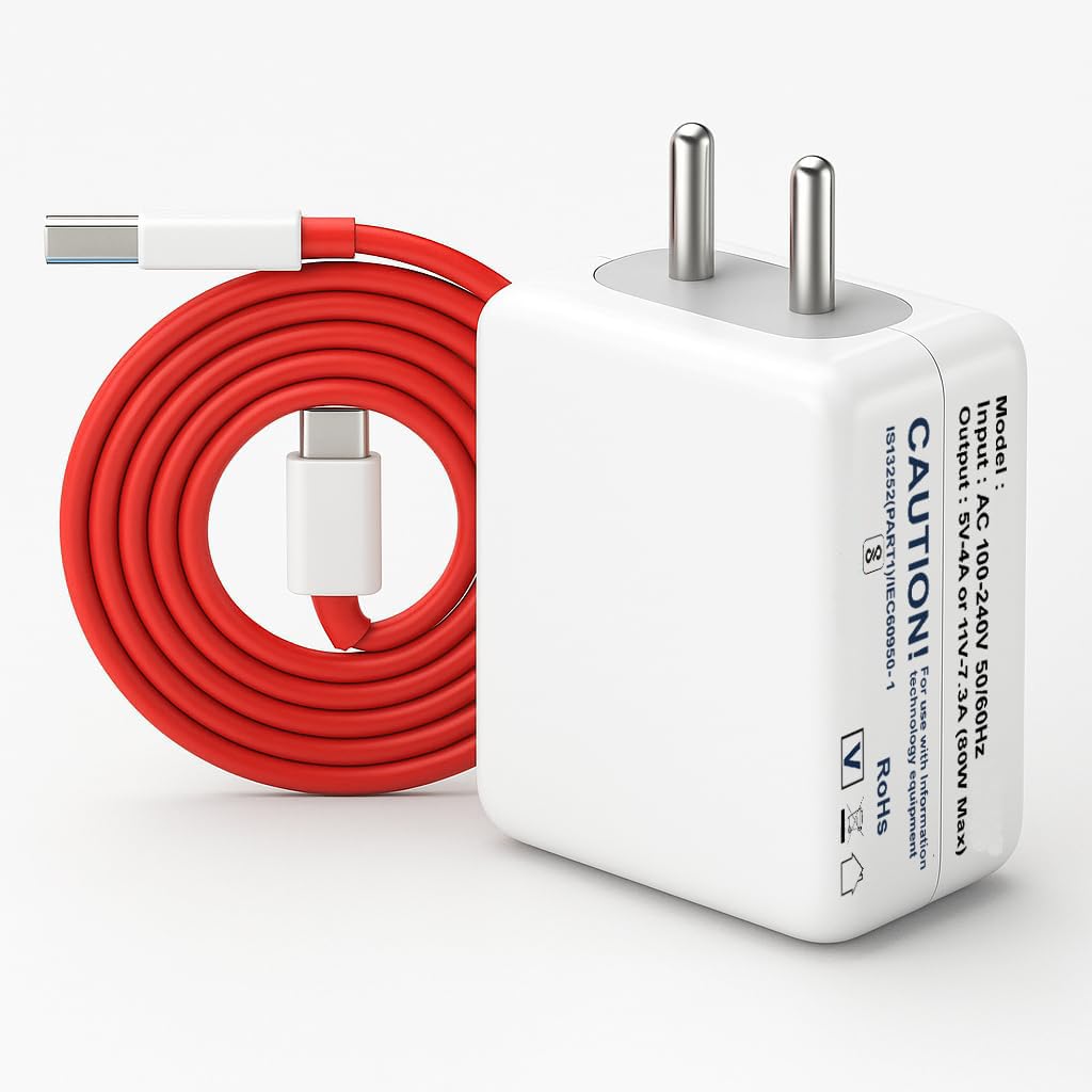 80W Type-C Charger for Op-po K5 Original QC Adapter Type C 3.0A High Speed Fast Turbo Charge QC 3.0 Smart SinglePort with 1m Type-C Red Charging & Sync Cable (White, Dash, SZ.AB3)-image-34