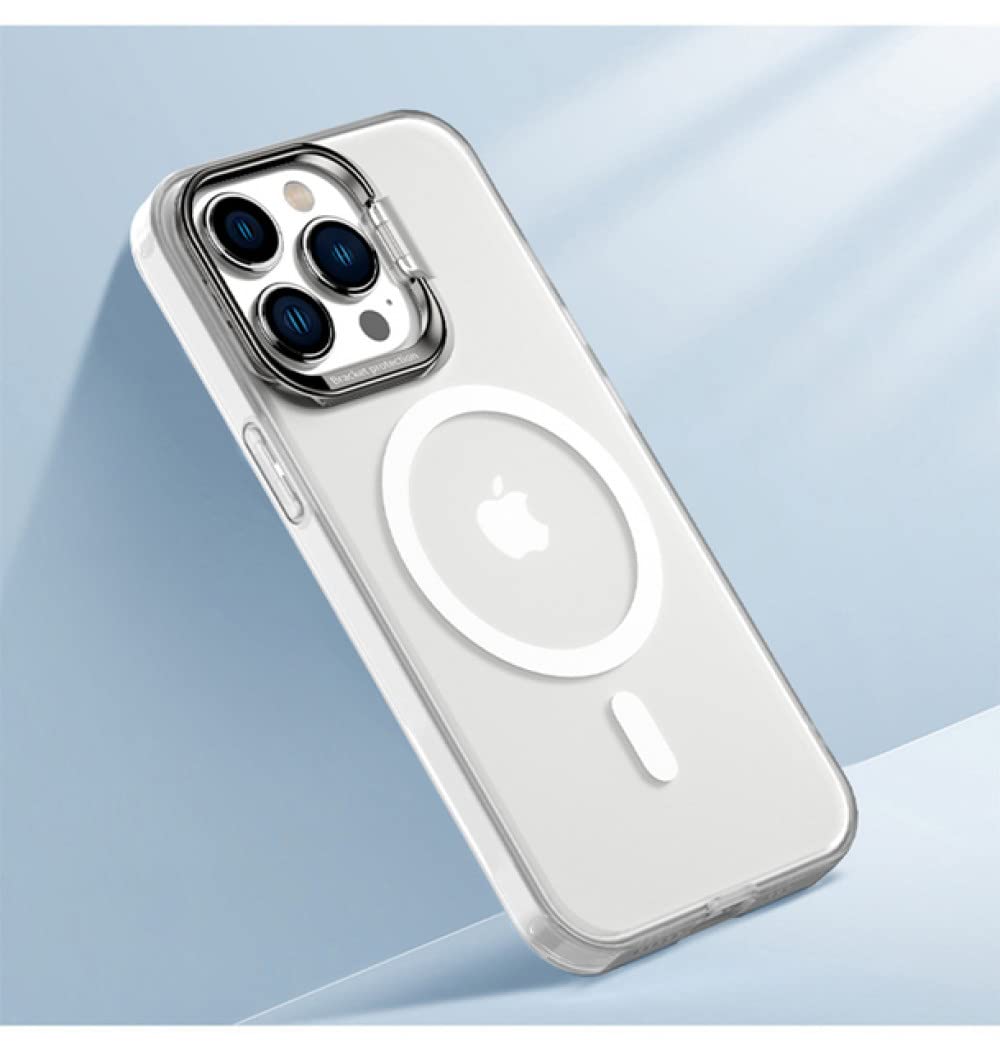 Coque magnétique iPhone 12 transparente avec support métal