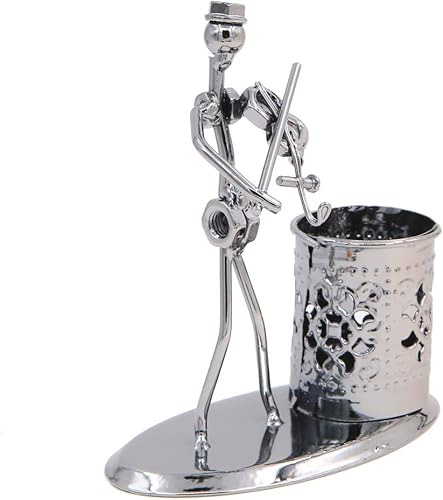 Miniatura 9 de Música Tema de Músico Sombrero de Hierro Hombre Arte Acero Metal Personalidad Creativa Lápiz Titular de Lápiz Taza Oficina Estudiantes Escritorio