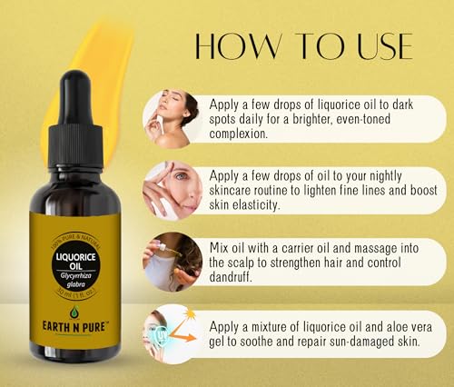 Image of Earth N Pure Liquorice (Licorice) Oil for Skin Nourishment and Body Care | 15 ML