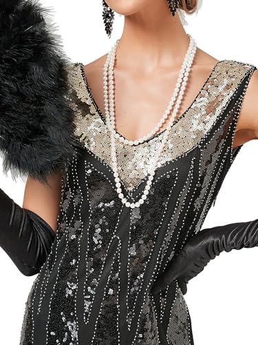 Image of Peacock-inspired 1920s Gatsby Beaded Flapper Sling Dress Womens Vintage Cocktail Dress W /Complete Accessories Set