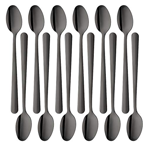 Free Shipping 🛒 Ice Teaspoons 8-Inch Long Handled Cold Drink Spoons Stirring Spoons 12 Pieces for Restaurant/Catering, BUY&USE Black Stainless Steel Flatware Set Free Shipping 🛒 Ice Teaspoons 8-Inch Long Handled Cold Drink Spoons Stirring Spoons 12 Pieces for Restaurant/Catering, BUY&USE Black Stainless Steel Flatware Set
