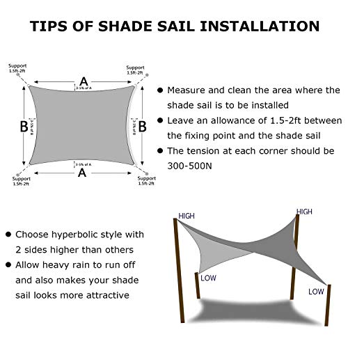 Image of KANAGAWA 8'x12' Sun Shade Sail Gray Curved Rectangle