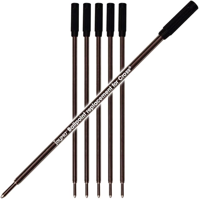 Jaymo - 6 - Black Cross® Compatible Ballpoint Pen Refills. Smooth Writing German Ink and 1mm Medium Tip. #8513
