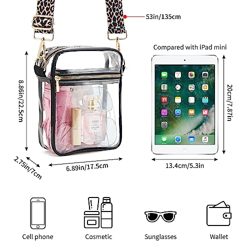 Clear Crossbody Bag Stadium Approved,Adjustable Shoulder Strap Clear Crossbody Purse for Concerts,Sports Events3