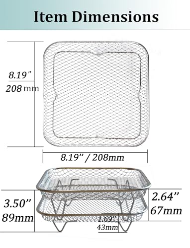 Image of Dual-Layer Air Fryer Rack Set with Elevated and Regular Support Legs. 304 Stainless Steel Mesh Baskets, Versatile Use for Air Fryer, Steamer, Oven, Dishwasher Safe.