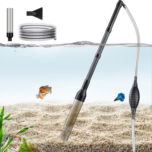 Image of Carefree Fish Aquarium Gravel Vacuum Sand Cleaner with 6Ft Pipe Fish Tank Water Changer Adjustable Length ABS(for 20~100Gal Tank)