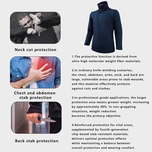 Ropa resistente a puñaladas nivel 5 chaleco protector de cuello alto negro talla 3XL 8