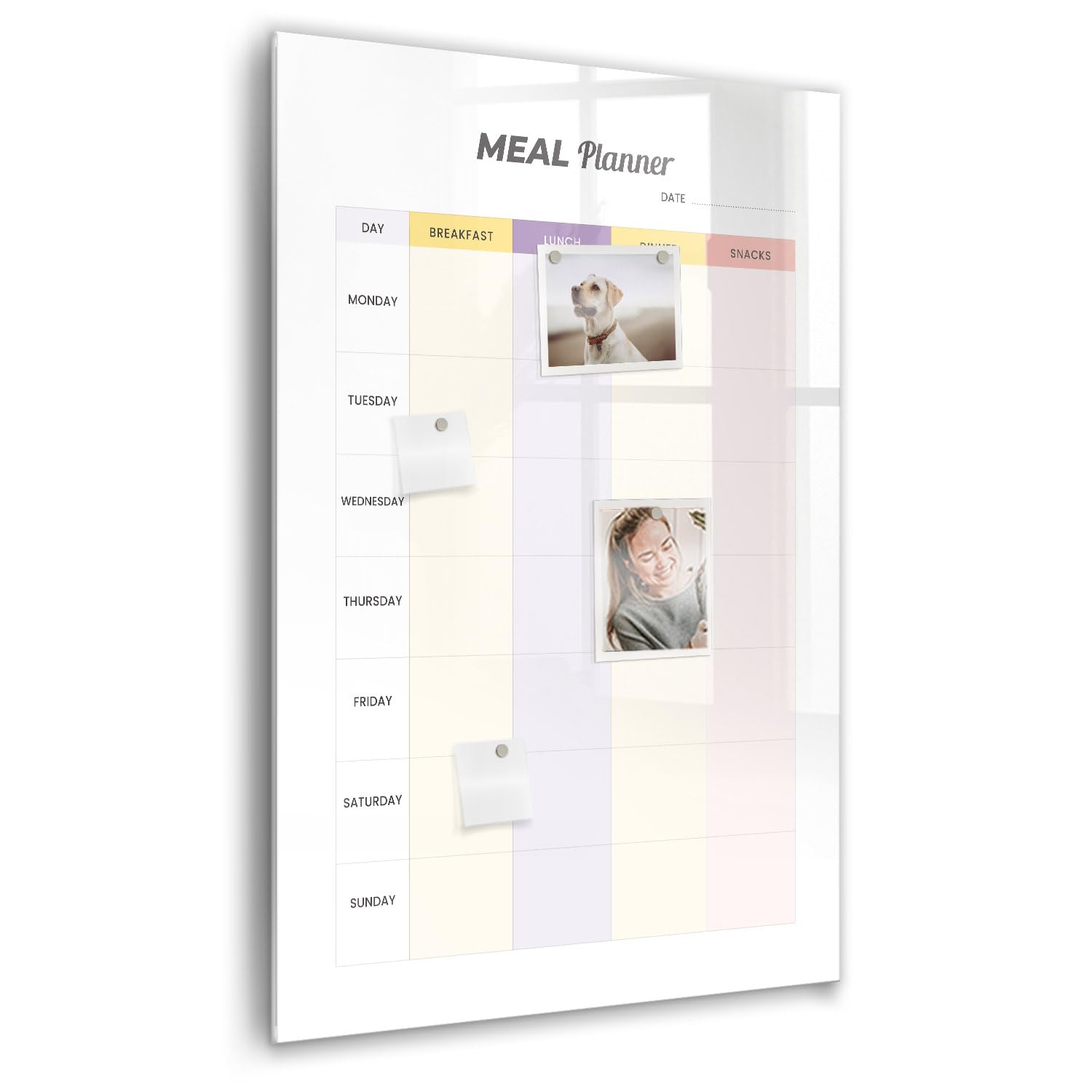 Lavagna Magnetica in Vetro con Accessori | Include Magneti Potenti, Pennarello e Gomma | Casa, Ufficio, Scuola e Creatività - 60x40 - Agenda settimanale