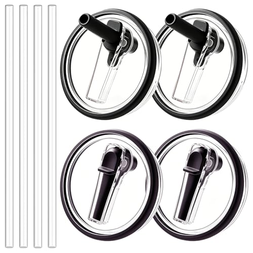 Siapuia 4 Pack Replacement Flip Straw Lids for HydroJug 40 oz Travel Tumbler with Handle Spill-Proof and Leak-Proof Tumbler Cover Reusable Tumbler Lid Black
