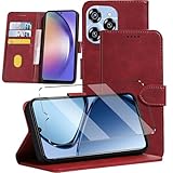 HuiYouMY Compatible with OUKITEL C50 Hülle Klapphülle, [Verdicktes TPU] [Kartenfächer] [Standfunktion] [Magnet], Stoßfeste Schutzhülle, Cover Compatible with OUKITEL C50 Rot