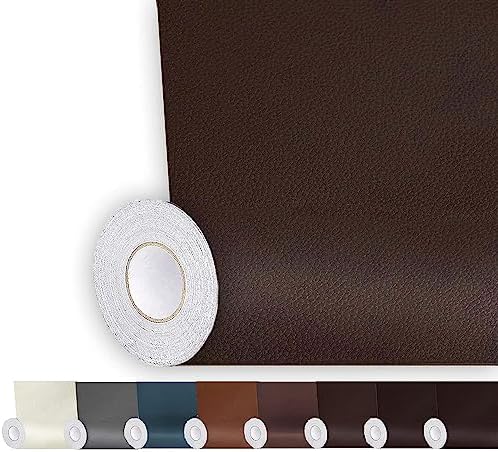 Shagoom Leather Repair Patch, 17X79 inch Repair Patch Self Adhesive Waterproof, DIY Large Leather Patches for Couches, Furniture, Kitchen Cabinets, Wall (17X79 inch, Dark Brown)