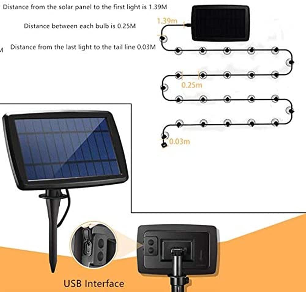Zewnętrzny łańcuch świetlny LED, zasilany łańcuchem świetlnym, Yohencin 60 m, G40, solarne lampy festoon, patio, wodoodporne oświetlenie bajkowe, 4 tryby na Boże Narodzenie, ślub, patio, kawiarnię,
