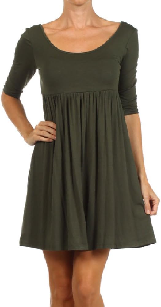 Women's Rayon 3/4 Sleeve A-line Baby-Doll Mini Dress/Made in USA/TD1031