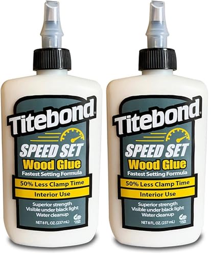 Image of Titebond Speed Set Wood Glue, Fast Set Time, 15-Minute Clamp, Superior Strength, Increase Productivity, Visible Under Blacklight, 8 oz. 4363 (Pack of 2)