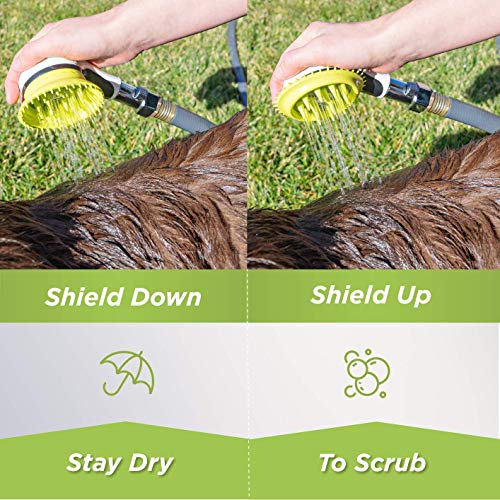 Wondurdog Outdoor Garden Hose Dog Shower Brush Head Nozzle with Splash Guard Handle and Rubber Grooming Teeth. Metal Connector and Water Pressure Control. Wash Your Pet. Don’t Get Wet! - Thumbnail 5