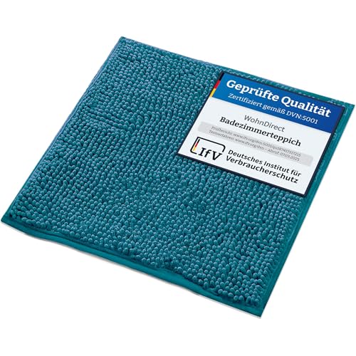WohnDirect Badematte 45x45 cm Petrol – Kleiner Badvorleger für Gäste-WC...