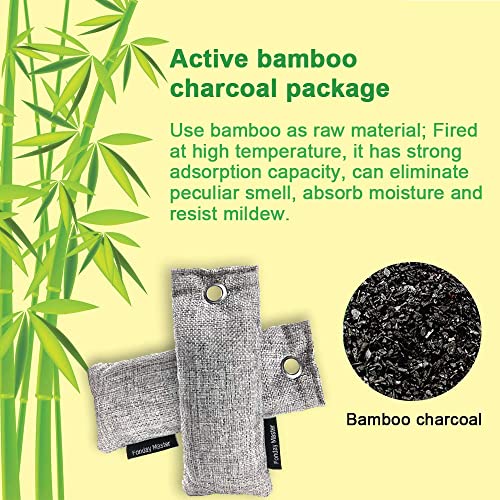 2 Packs Shoe Deodorizer Bags, Fonday Bamboo Charcoal Odor Eliminator(75G Each), Activated Charcoal Air Purifying Bags Odor Absorber For Gym Bag, Car, Pet, Closet #TOP5