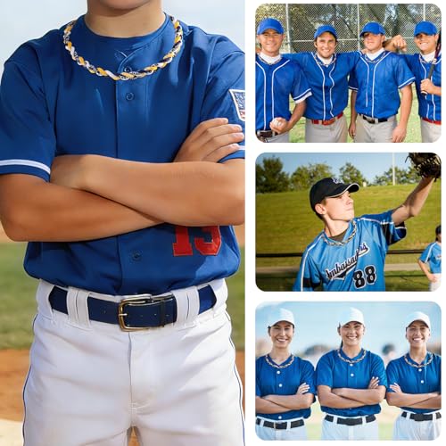 ClassyWhimsy 12 Pack Baseball Necklace 18inch Three Braided Tornado Rope Design Baseball Necklace for Sports Funs Team Gift Party Favors Sports Parties Decorations(Navy Yellow White) by ClassyWhimsy - Used condition - Image 6