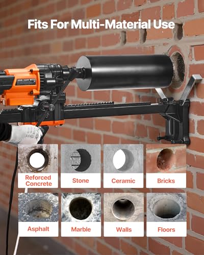 Image of VEVOR Diamond Core Drilling Machine, 0.8-8 in Drilling Diameter, Stand-Mount Dry and Wet Concrete Core Drill Rig with 8 Drill Bits, 800 RPM Speed, UNC1 1 /4-7 Thread, 3000W