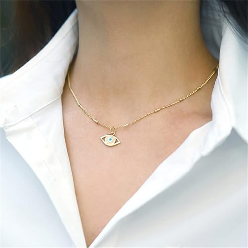 Miniatura 5 de Collar contra el mal de ojo para mujer, chapado en oro de 18 quilates, con dije de ojo turco de la suerte, collar de ojo azul turco para mujer