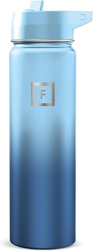 Miniatura 50 de IRON °FLASK Frasco de hidratación para acampar y senderismo con pajilla, botella de agua deportiva de acero inoxidable con aislamiento de boca