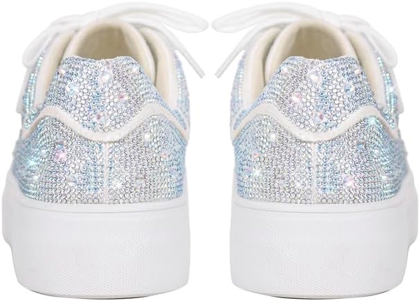 sexytag Sparkle Rhinestone Sneakers for Women Glitter Bedazzled Platform Fashion Sneaker Tennis Shoes