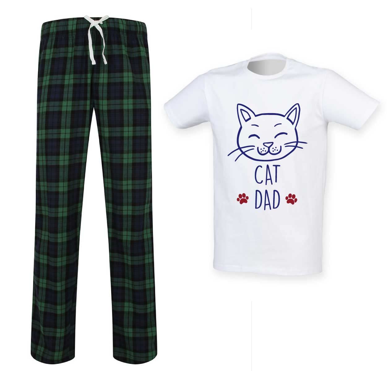 Cat Dad Tartan Pyjama Set - Green - Men's L - 60 SECOND MAKEOVER