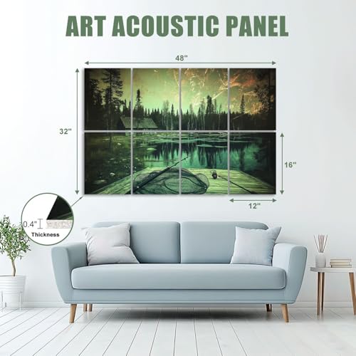 Paneles acústicos decorativos autoadhesivos 8 unidades 48"x32" absorbentes de sonido de fibra de poliéster para estudio y oficina miniatura 2