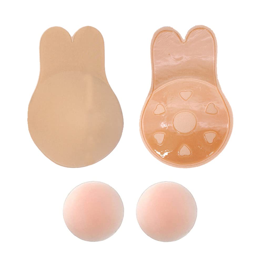 FFWTPYWomen Invisible Adhesive Bra Strapless Bra Push Up Stick On Nipplecovers Backless Sticky Lift Tape Reusable Nipple Cover for Evening Dress