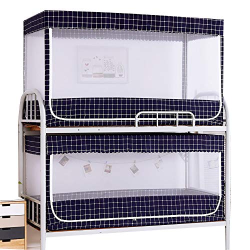 CHHBOX Totalmente Cerrado/Estudiante Litera Cama Mosquitera/Cama Doble Cortina Circular De Malla/Mosquitera Impregnada-Estrellas, DiseñO de Rejillas,Blue-A-0.8x1.9x0.9m