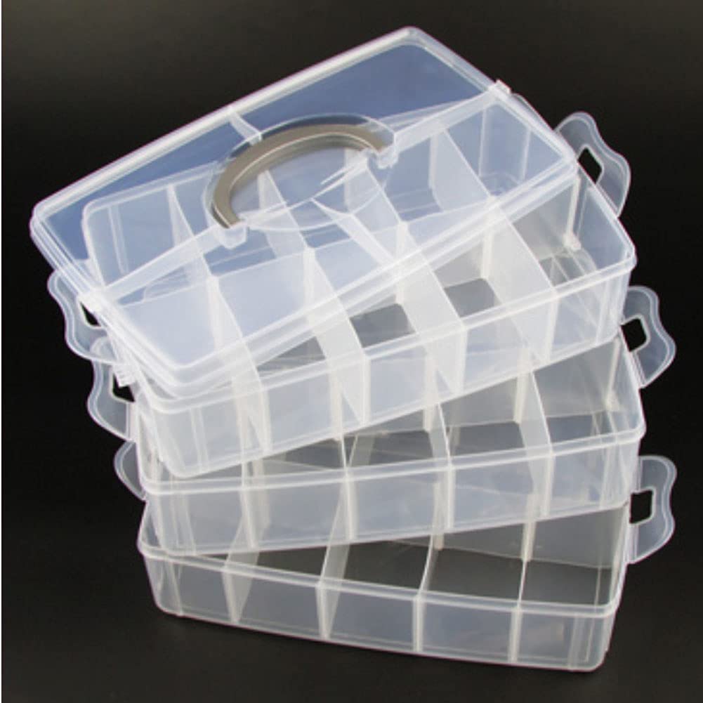 Washi Tape Box Organizer Storage,Divider Closet Container,3 Layers Detachable with 30 Adjustable Compartments, Masking Tape Desktop Tape DIY Sticker Roll Tape Cutter Holder Storage