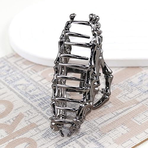 Pinza para cabello negra con diseño esqueleto calavera miniatura 7