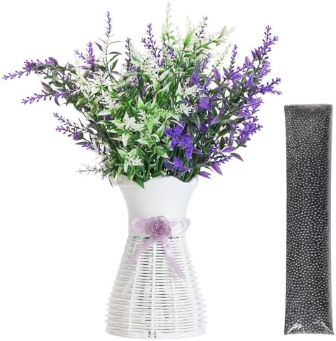 Artificial Flower 3-in-1 Set Hollow Vase with 4 Faux Lavenders 14...