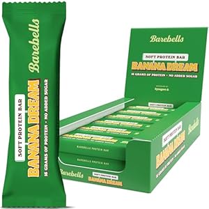 Barebells Soft Protein Bars | 16g protein Healthy Snacks, Protein Snacks for Breakfast, Sugar Free Chocolate, Low Carb – 12 x 55g (Banana Dream)