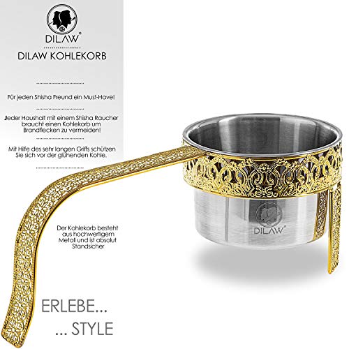 DILAW® Shisha Kohlekorb Oriental Flach Edelstahl Kohlebehälter für Shisha Kohle & Grill Kohle Char-Basket Holzkohlekörbe… – Bild 3