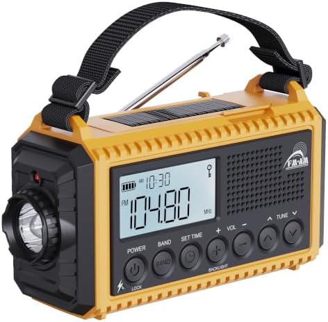 Notfallradio, 12000mAh Kurbelradio, Solar Radio mit Weltempfänger | AM/FM/SW, SOS, USB-C/Kopfhörer, IPX4 Regensicher, Power Bank, Taschenlampe & Leselampe für Camping, Outdoor