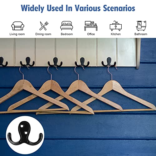12 Pack Coat Hooks Wall Mounted Hooks For Hanging Clothes, Towels, Robe, Door Hooks Double Prong Diy Coat Rack Hanger Hooks With Screws For Bedroom, Bathroom, Entryway, Kitchen Farmhouse, Rustic Hooks #TOP2