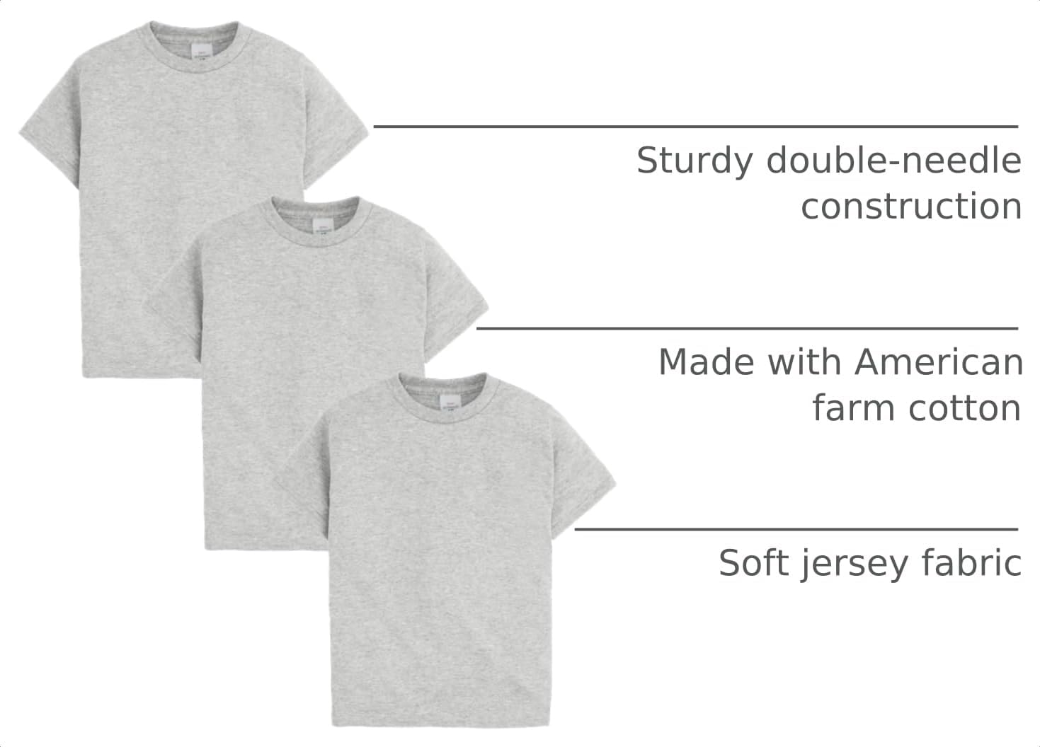 Hanes Boys’ EcoSmart T-Shirt Pack, Short-Sleeve Tee, Crewneck T-Shirts for Kids, 3-Pack