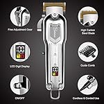 Hatteker Mens Hair Clippers Professional Cordless Hair Beard Trimmer Haircut Grooming Kit Rechargeable Stainless Steel