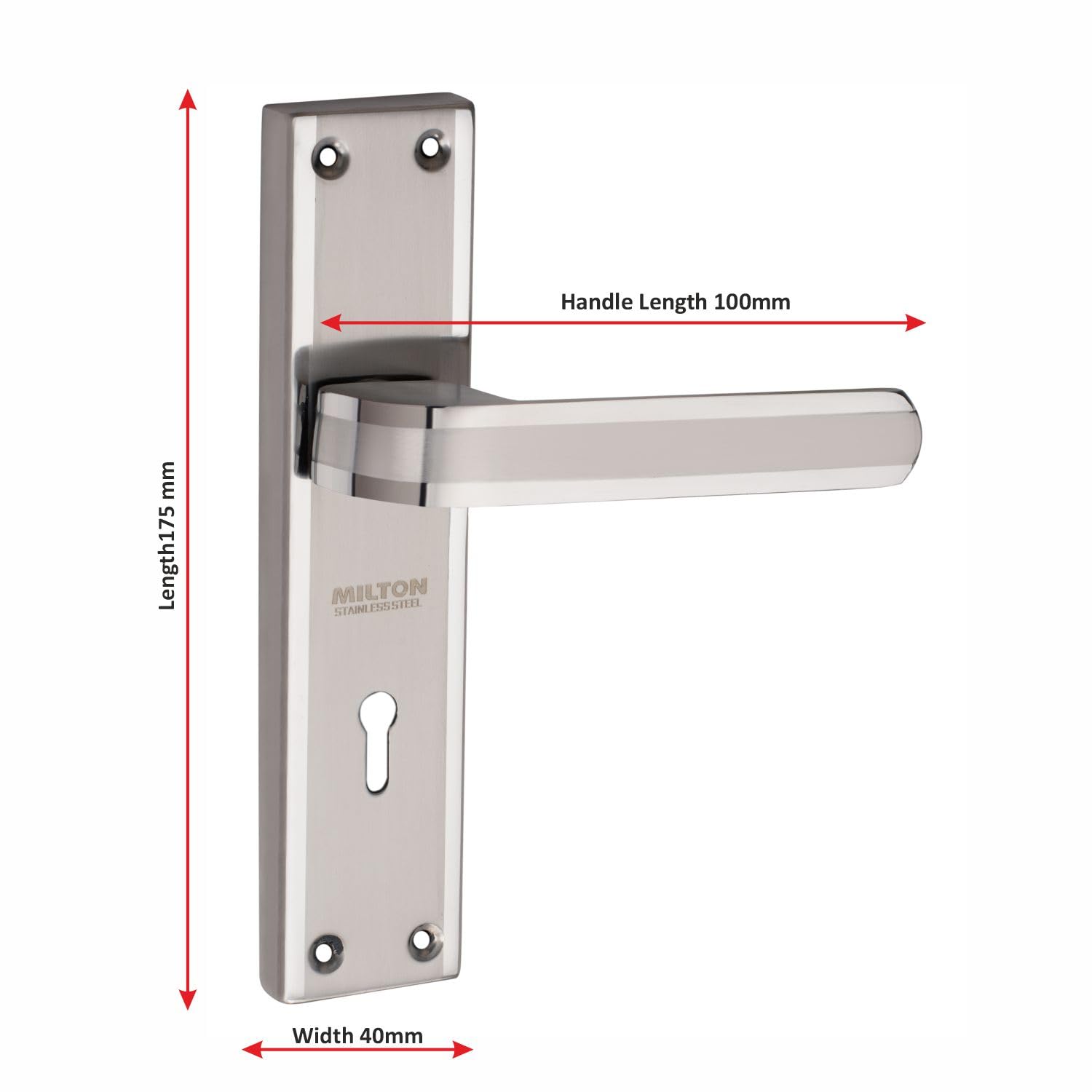 Milton 7 Inch Stainless Steel Two Tone Mortise Lock Set- MSS-New Hockey — Amazon image 2