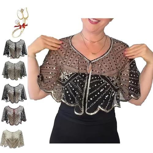 Vintage Lace Beaded Shawl, Beaded Shawls for Evening Dresses, 1920s Dresses for Women, Sequin Shawls for Evening Dresses