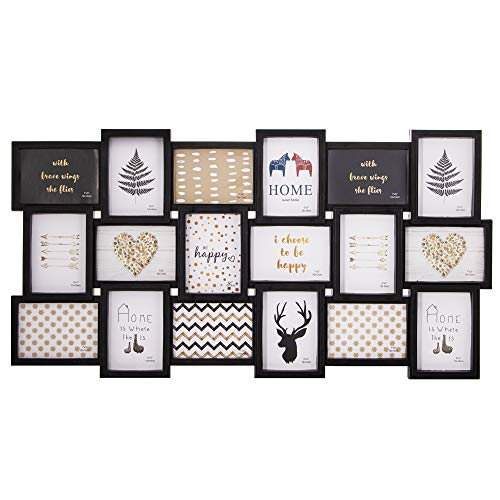 SPRINGOS Bilderrahmen 18 Fotos Collage Hoch-Querformat Kunststoffrahmen...