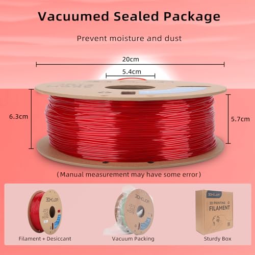 Image of 3DHojor TPU Filament 1.75mm TUP95A 3D Printer Filament Flexible Soft 3D Filament 1KG (2.2lbs) fit Most FDM 3D Printers Dimensional Accuracy + /- 0.03 mm-Transparent Red