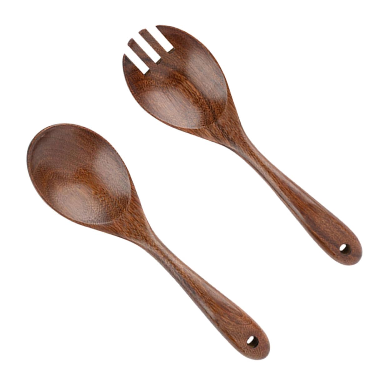 OKUMEYR 2pcs Assorted Color Wood Salad Serving Lightweight Kitchen Utensils for Home and Restaurant for Parties and Banquets Safe for Food Use